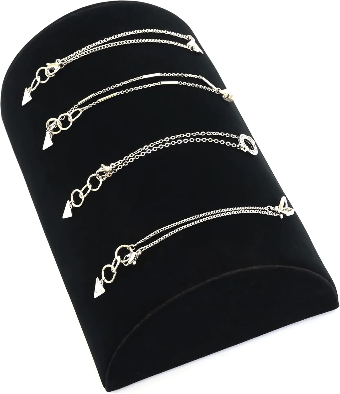 STORE fade invasion FIXTURE MFG Black Velvet Arched Riser for Displaying Jewelry Including Smart-Watches, Chains, Dress-Watches, and Bracelets (9�� W x 7�� D x 3�� H) (Quantity 5) (5, Black) VICTORY DISPLAY & 