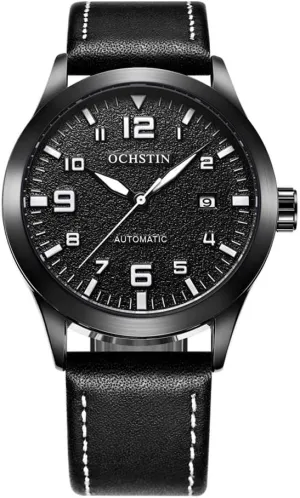 Strap Automatic Watches for Men Sport Military Fashion Mechanical caput impending Watches Leather 