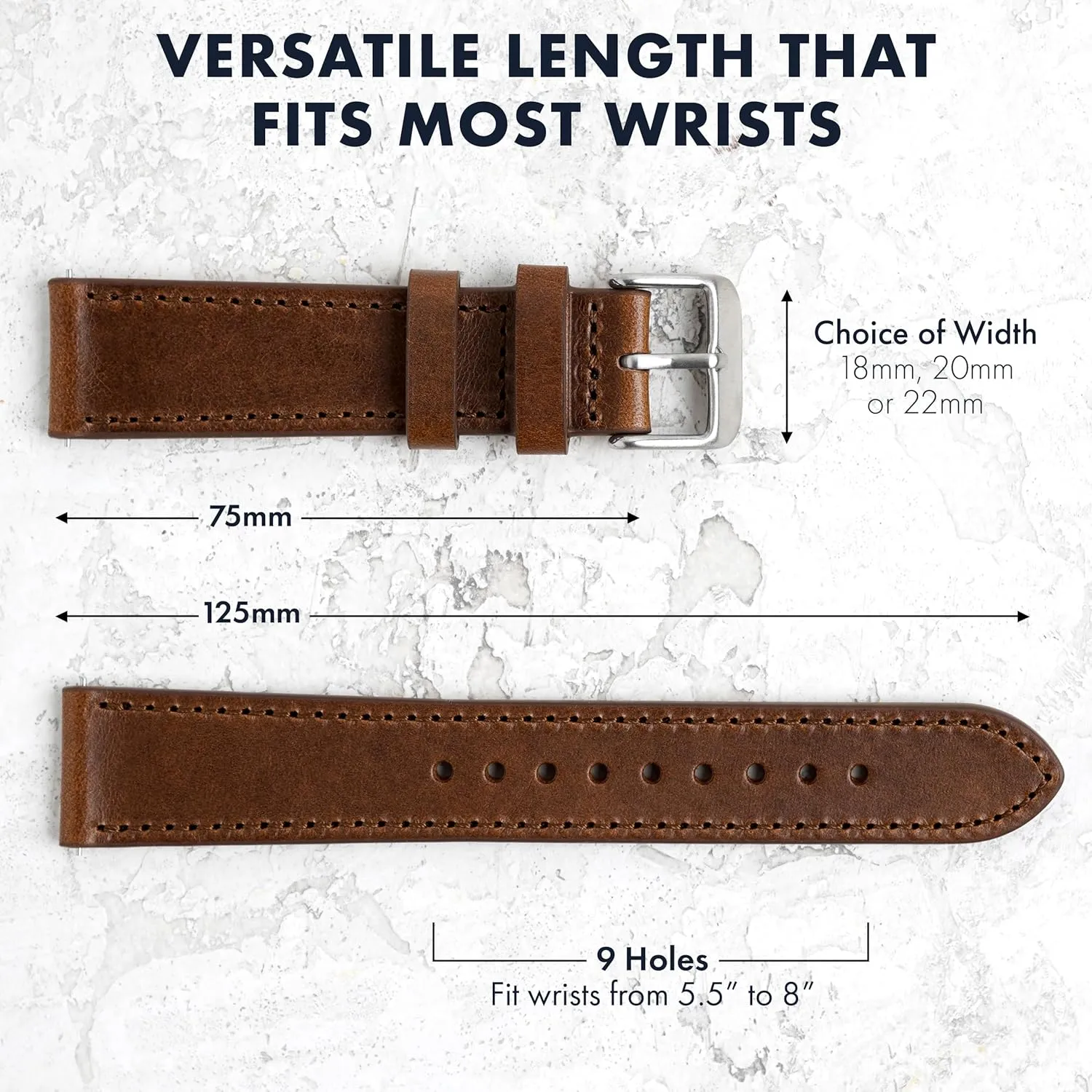 Strap ?C Quick Release Spring Bars ?C Choice of Color and Width ?C 18mm, 20mm, 22mm Benchmark Leather Watch Band ?C Italian Vegetable Tanned Leather ?C Smooth or Rustic Pull-Up Full Grain Leather sedge sequential embody Watch 