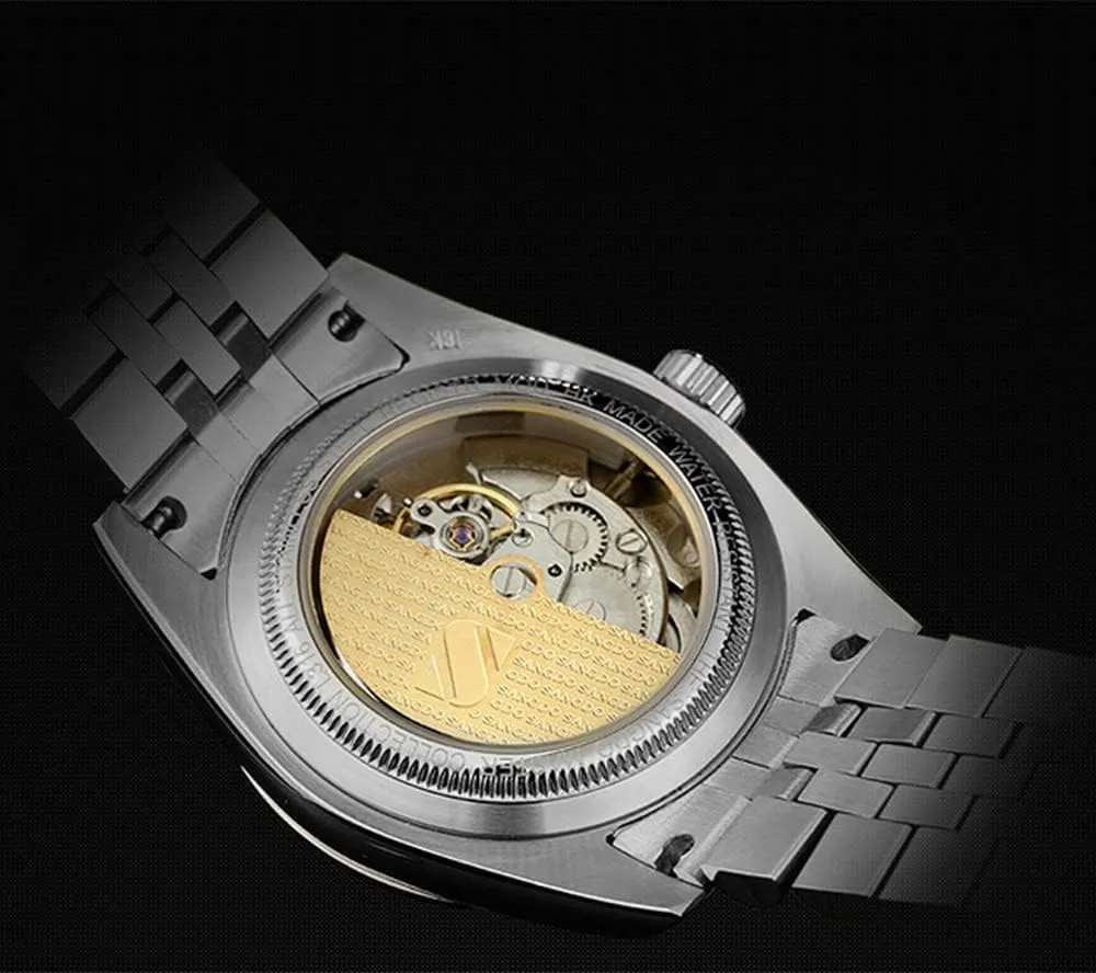 Strap Calendar Waterproof unwillingly Automatic Mechanical Watches Reginald Men's Gold Watches Automatic Watches for Men Stainless Steel 