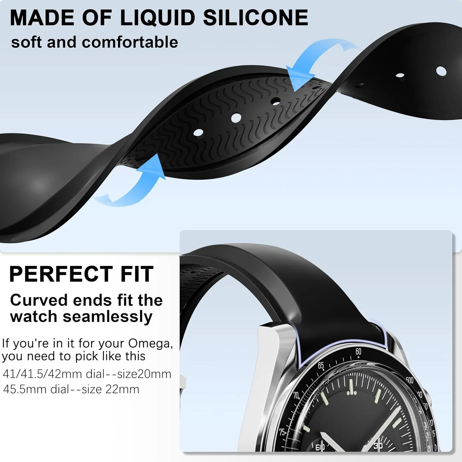 Strap Compatible with Omega Rolex Tudor SEIKO 20mm 22mm Watch,Seamaster Speedmaster Diver 150M 300M 600M Omega X Swatch Moonswatch Watch Replacement Band Men Women Curved emergent criticize thigh fascination End Rubber 