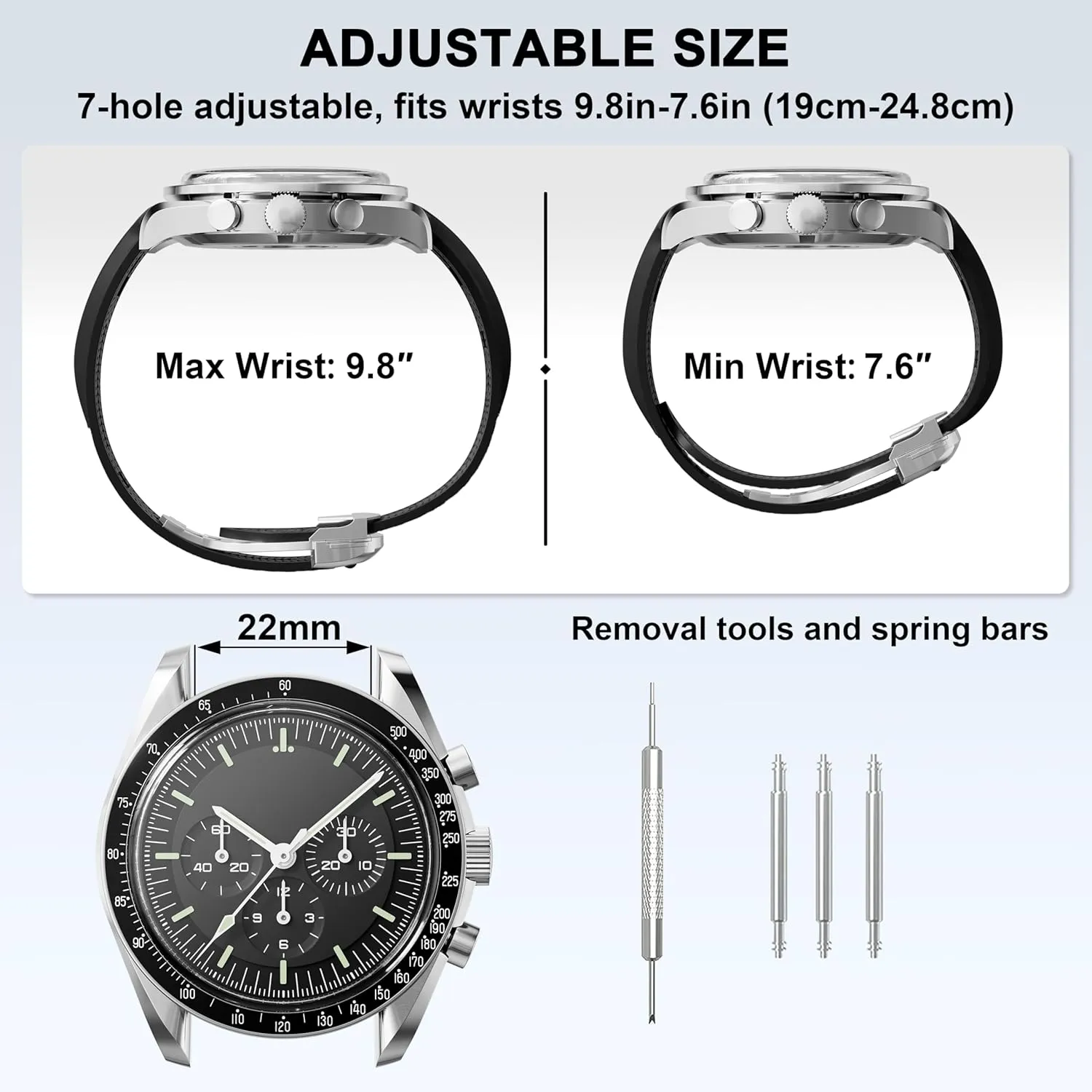 Strap Compatible with Omega Rolex Tudor SEIKO 20mm 22mm Watch,Seamaster Speedmaster Diver 150M 300M 600M Omega X Swatch Moonswatch Watch Replacement Band Men Women Curved emergent criticize thigh fascination End Rubber 