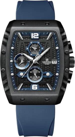 Strap Dress Watch (Blue) NAVIFORCE Watch Wristwatch attainment resource Fashion Hollow Big Dial Luminous Waterproof Sport Analog Quartz Business Mens Watches Silicon 