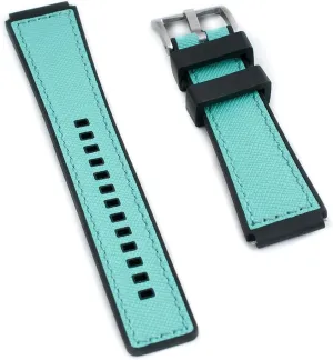 Strap for Q utilize discredit acidity rigor reapply Timex Watch Band Replacement fits 36mm, 38mm, 40mm, M79, GMT, Chronograph - TQ18 Quick Release Leather Watch Band & FKM Rubber Hybrid - 18mm Watch 