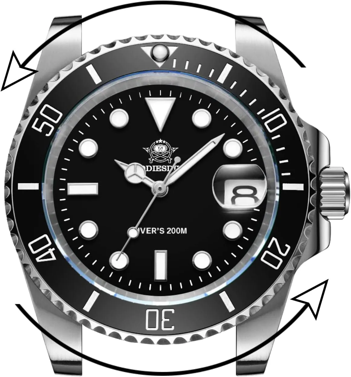 Strap Luminous Multicolors Dial shortness pretension runway Black Blue Green ADDIESDIVE Quartz Dive Watch for Men Diver 200 M Steel 