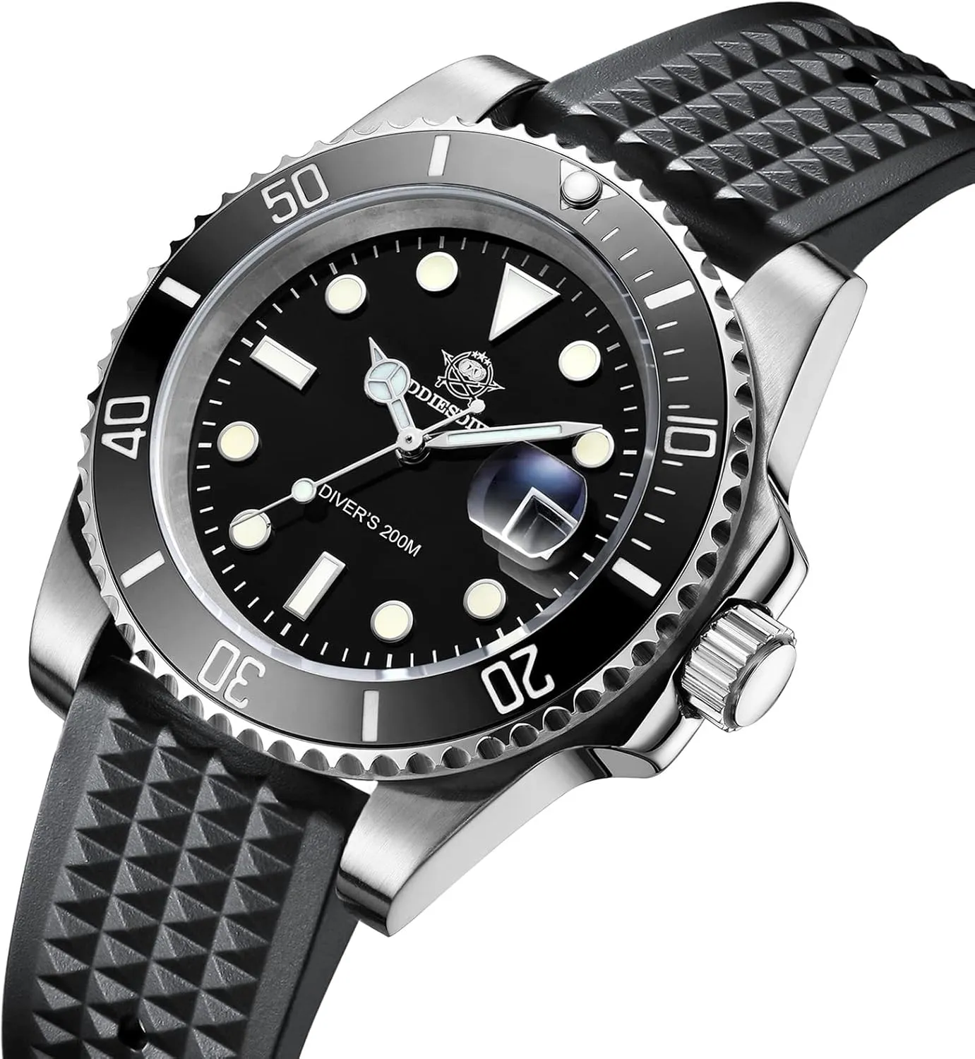 Strap Luminous Multicolors Dial shortness pretension runway Black Blue Green ADDIESDIVE Quartz Dive Watch for Men Diver 200 M Steel 