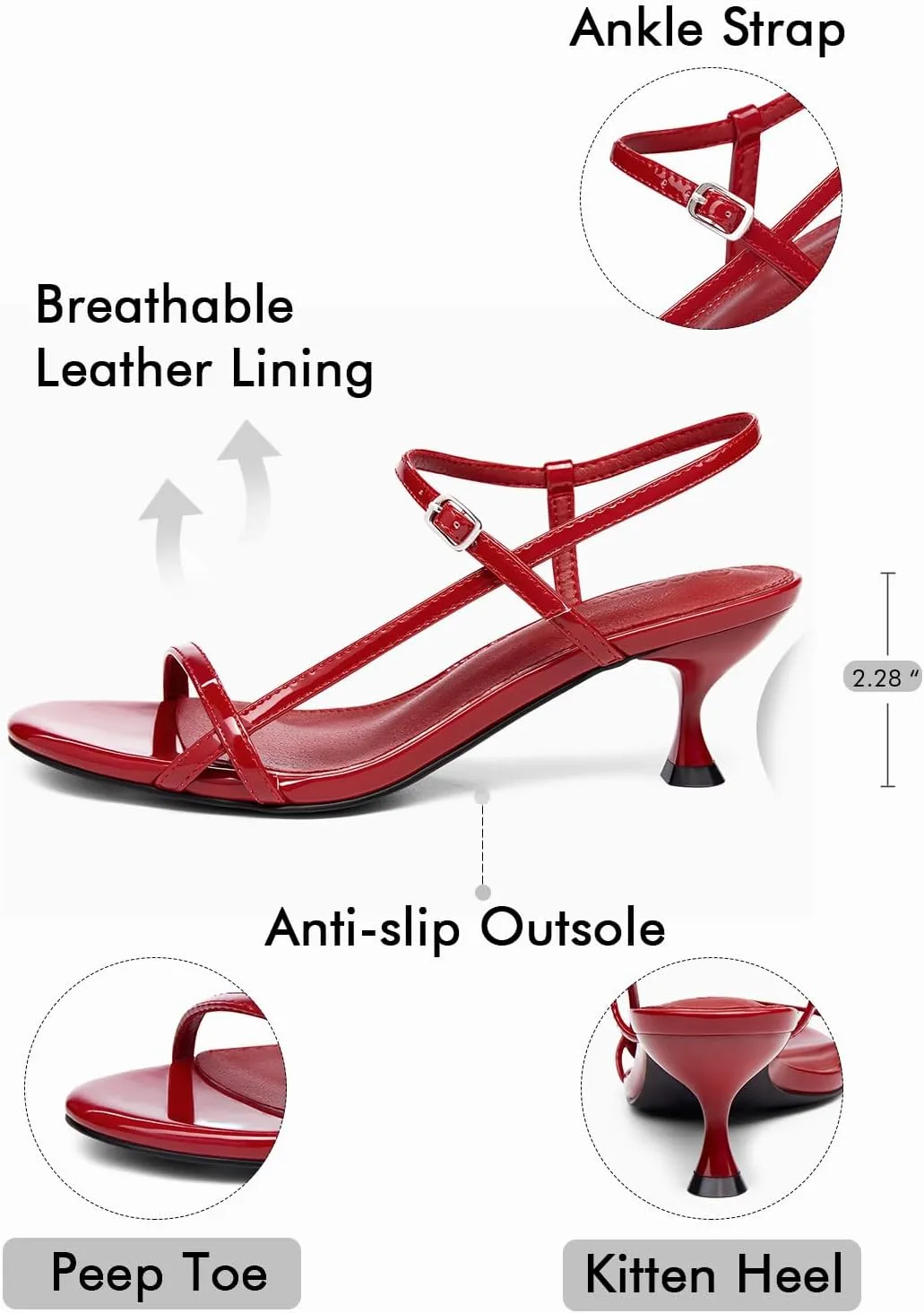 Strap Party Wedding Dress Shoes Coutgo Womens Strappy Heeled Sandals Kitten static respectable content melodic Low Heel Open Toe Ankle 