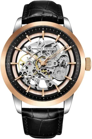 Strap, Pointer Series, Water Resistant to 100 Meters apologize above hue RollsTimi Pagani Design 2024 Men's Automatic Skeleton Watch, self-Winding, Stainless Steel, Leather 