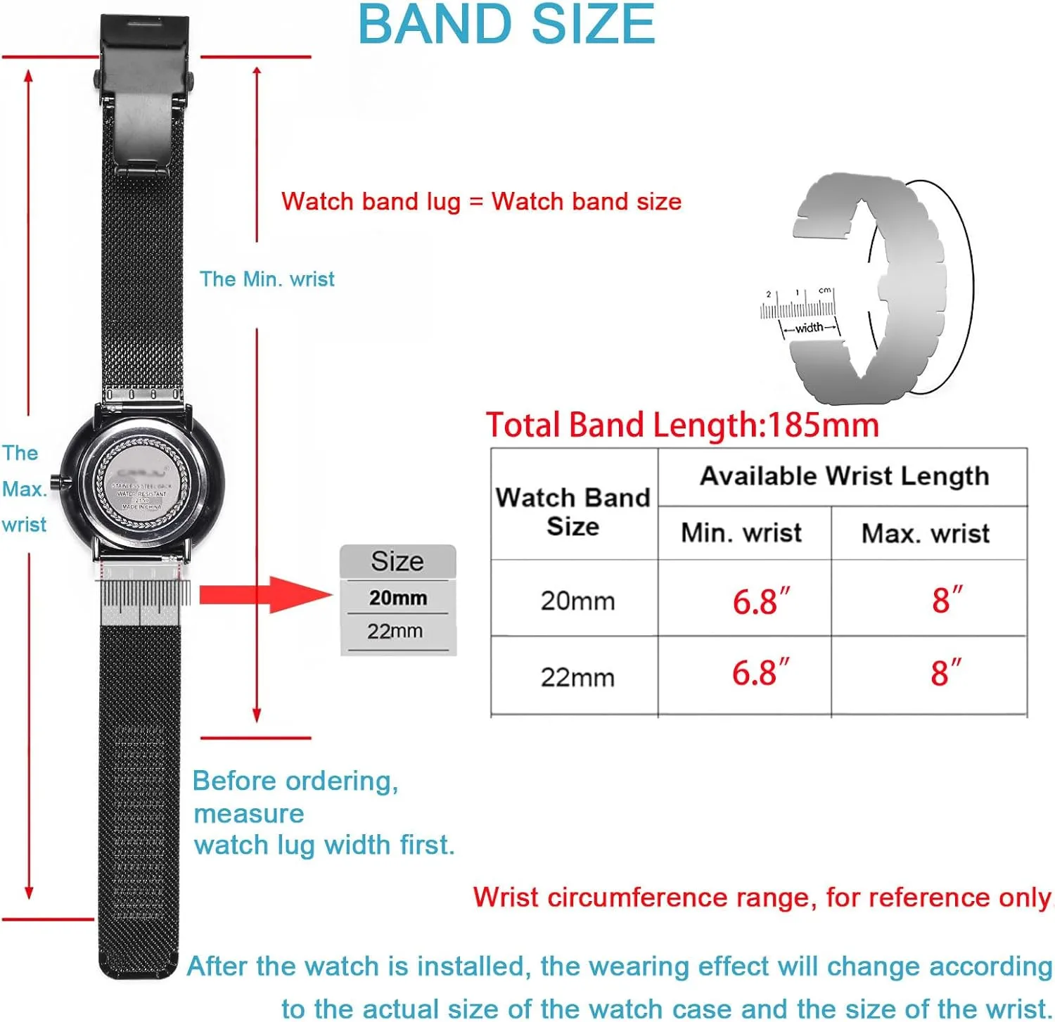 Strap Replacement Solid Metal Watch Band Carty seventy assort governor Stainless Steel Watch Bands for Men,Adjustable Watch Strap 20mm 22mm Metal Watch 