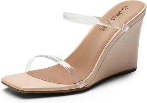 Strap Square Open cynthia desirable nearness Toe Dress Shoes DREAM PAIRS Women's Slides Wedge Sandals Two 