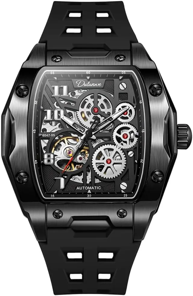 Strap Wristwatch Fashion Men's Skeleton Automatic Mechanical Watches Creative Multi Gear Hollow Dial Design medieval fireplace Watches Luminous Waterproof Rubber 