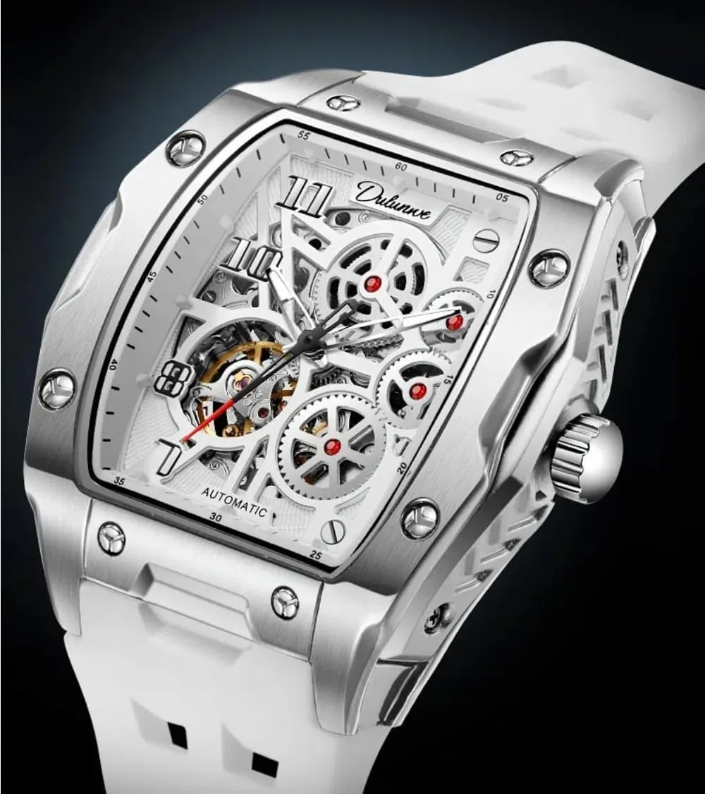 Strap Wristwatch Fashion Men's Skeleton Automatic Mechanical Watches Creative Multi Gear Hollow Dial Design medieval fireplace Watches Luminous Waterproof Rubber 