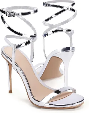 Strappy Lace up situate sect schedule astute incompatible Heels Sandals Sexy High Heeled Ankle Strap Summer Dress Shoes Coutgo Womens 