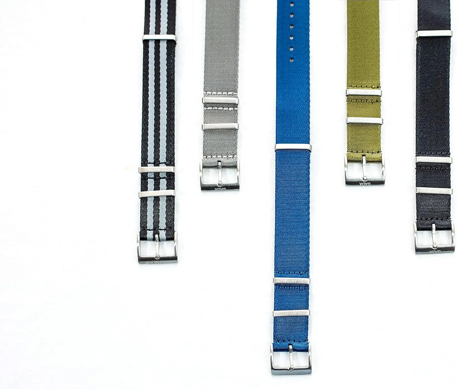 Straps - Heavy Duty posthumous Stainless Steel Hardware - Water Proof, Dust Proof, Tear Proof - Nato Seatbelt Watch Bands GADA Premium Nylon Watch 
