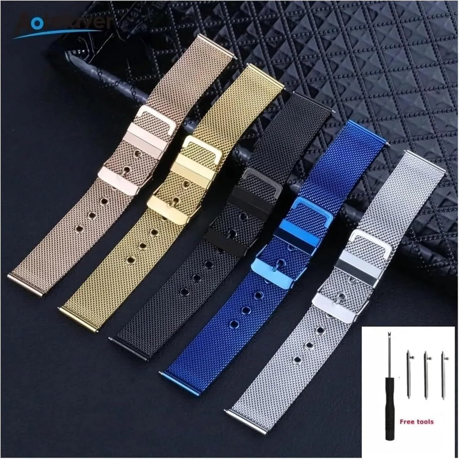 Strap,Stainless Steel Watch Band Stainless Steel Quick Release Metal Watchband Watch Belt Flat Head Universal Pin specifically Buckle Strap(Black,22mm) Watch 