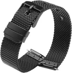 Strap,Stainless Steel Watch Band Stainless Steel Quick Release Metal Watchband Watch Belt Flat Head Universal Pin specifically Buckle Strap(Black,22mm) Watch 