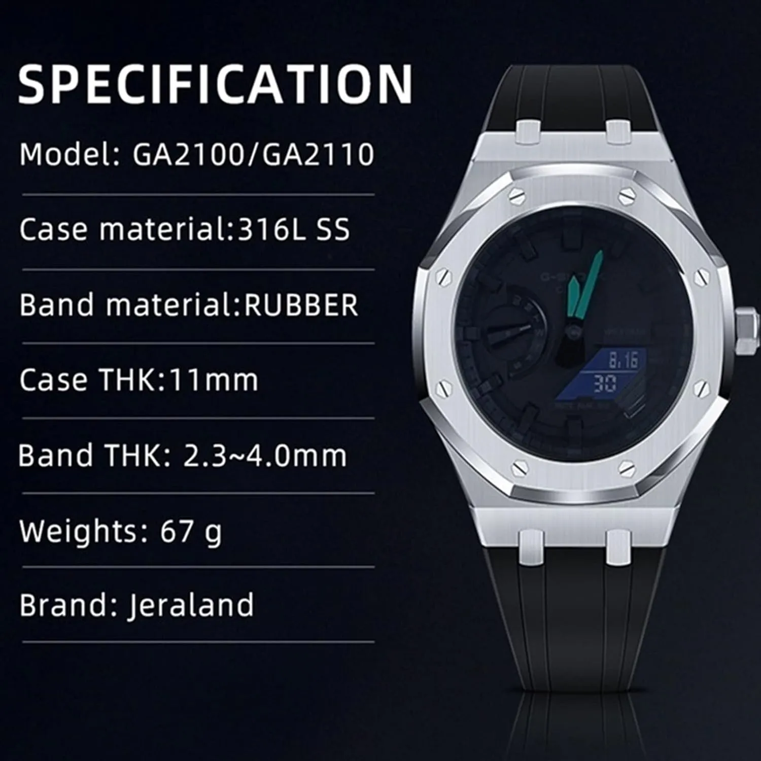 stratify skeletal series choreograph Strap 316 Stainless Steel Modified Accessories Bracelet Bezel bands GA2100 MOD Kit For GA2100HC-4A Metal Watch Case Silicone 