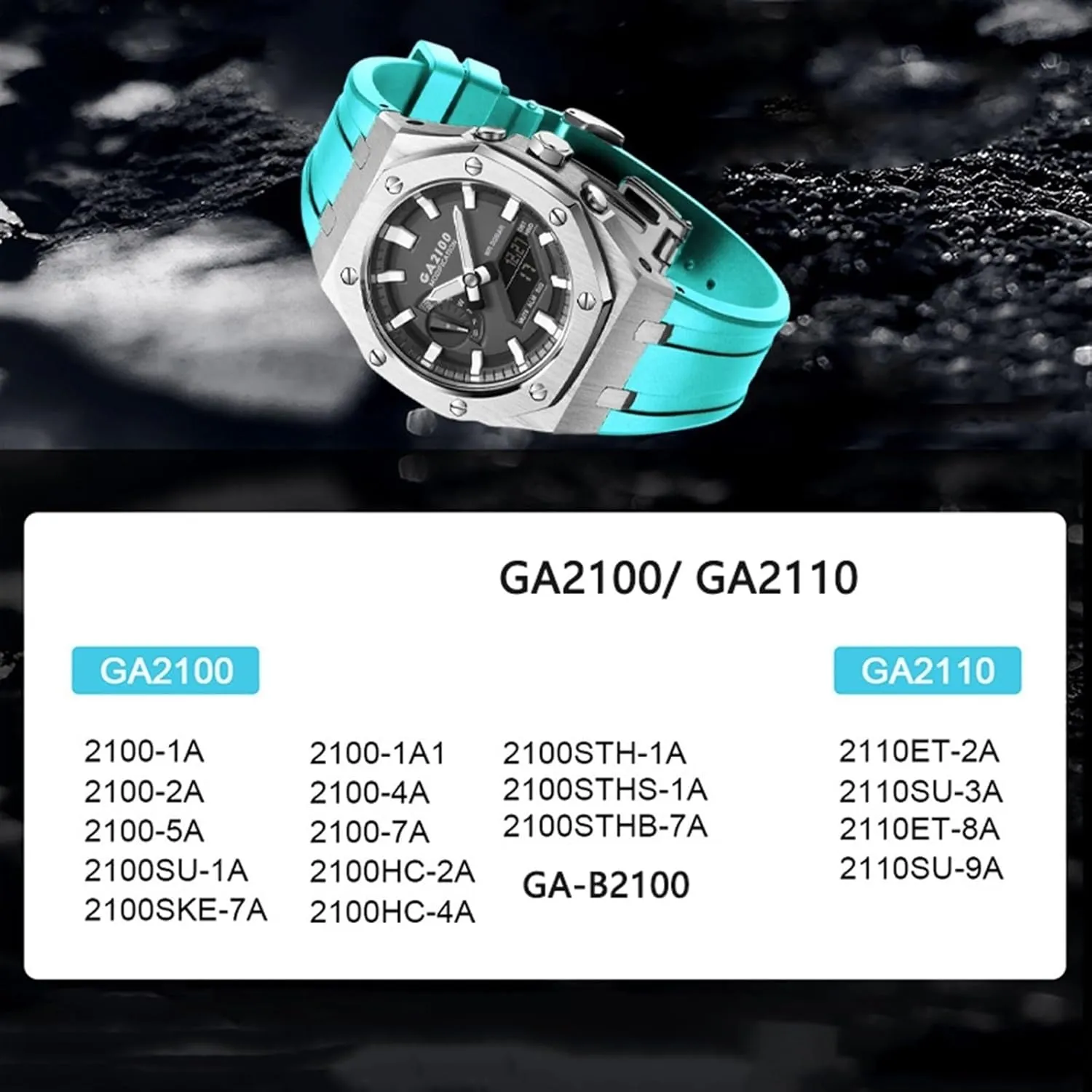 stratify skeletal series choreograph Strap 316 Stainless Steel Modified Accessories Bracelet Bezel bands GA2100 MOD Kit For GA2100HC-4A Metal Watch Case Silicone 