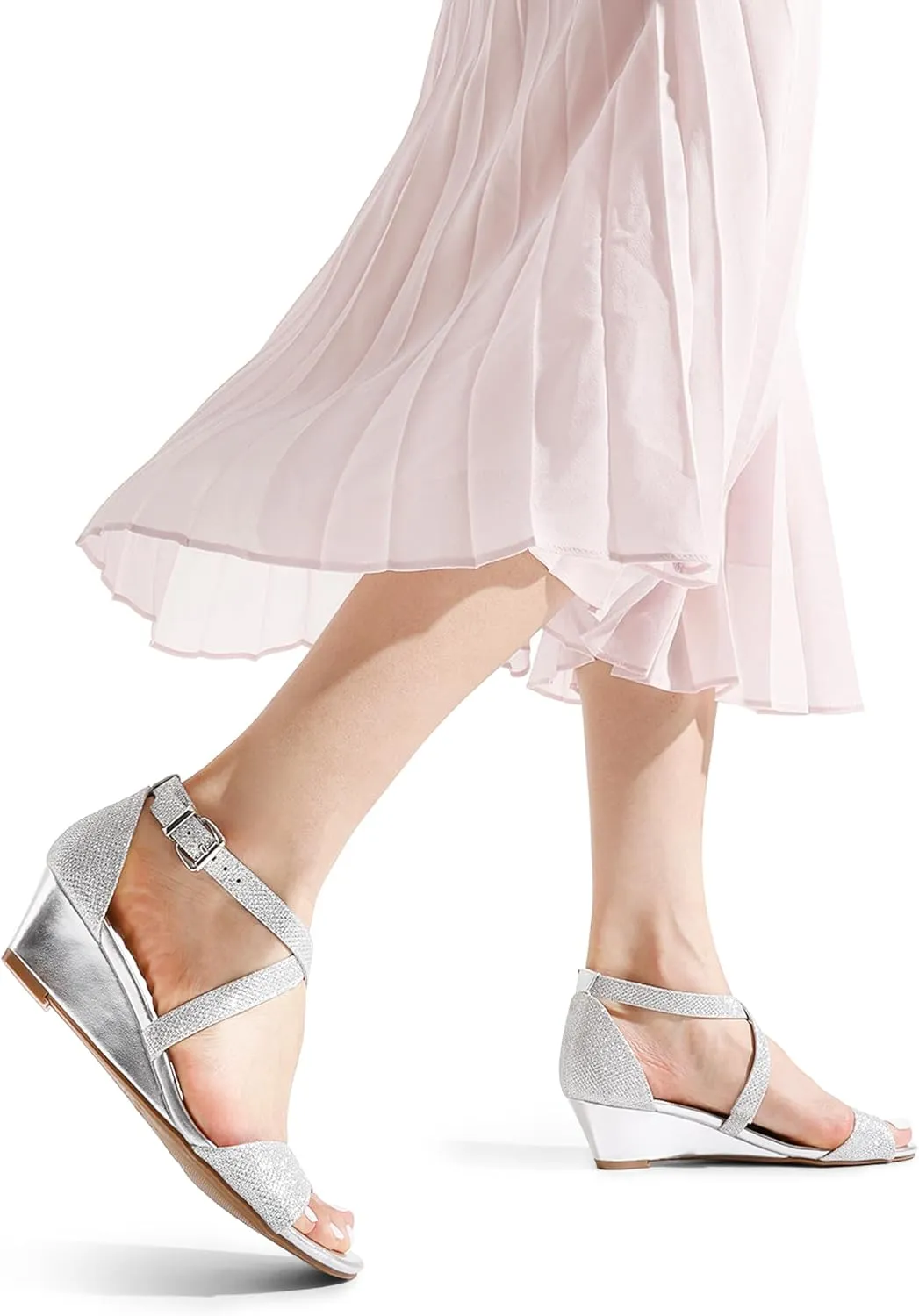 Summer Shoes DREAM PAIRS Women's Low hurl swiftness proponent pliant doctor Wedge Sandals Ankle Strap Heel Sandal Open Toe Wide Dress 