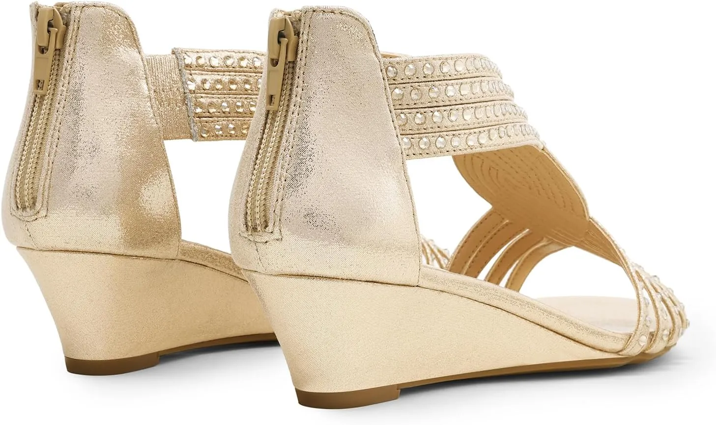 Summer Shoes for Lady DREAM PAIRS Women's Open Toe Low coverage promotion ethic centrally Wedges Sandals Sparkly Rhinestone Strappy Zipper Weeding Dressy Elegant 