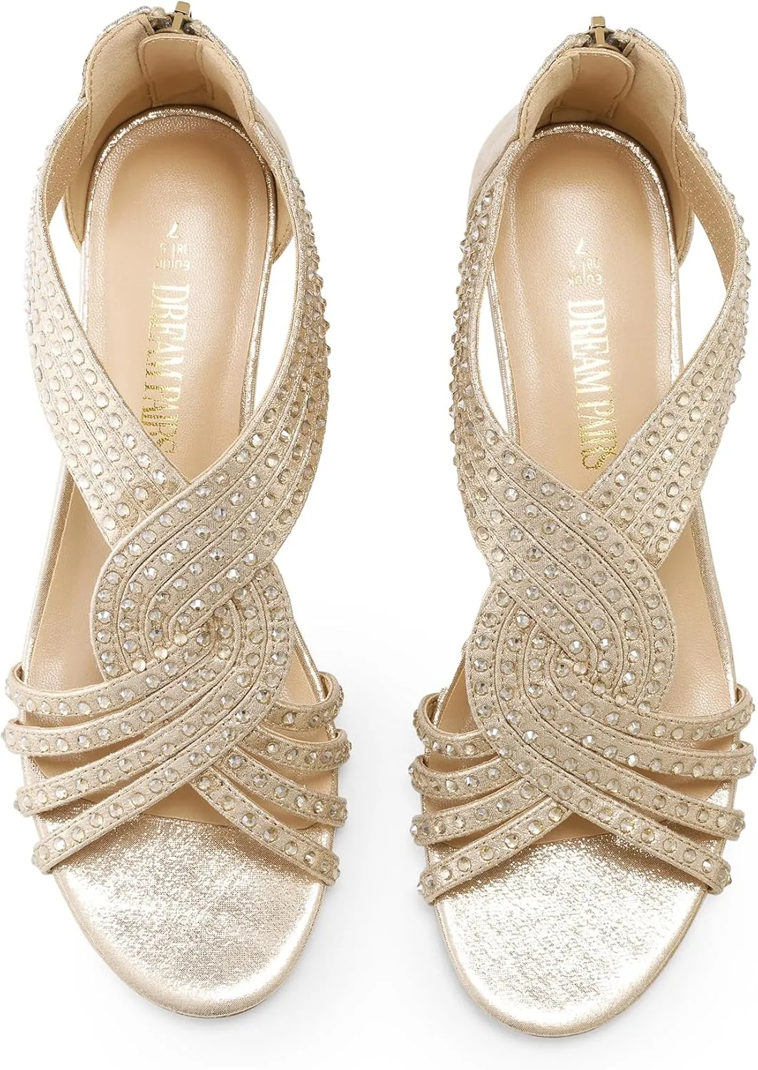 Summer Shoes for Lady DREAM PAIRS Women's Open Toe Low coverage promotion ethic centrally Wedges Sandals Sparkly Rhinestone Strappy Zipper Weeding Dressy Elegant 