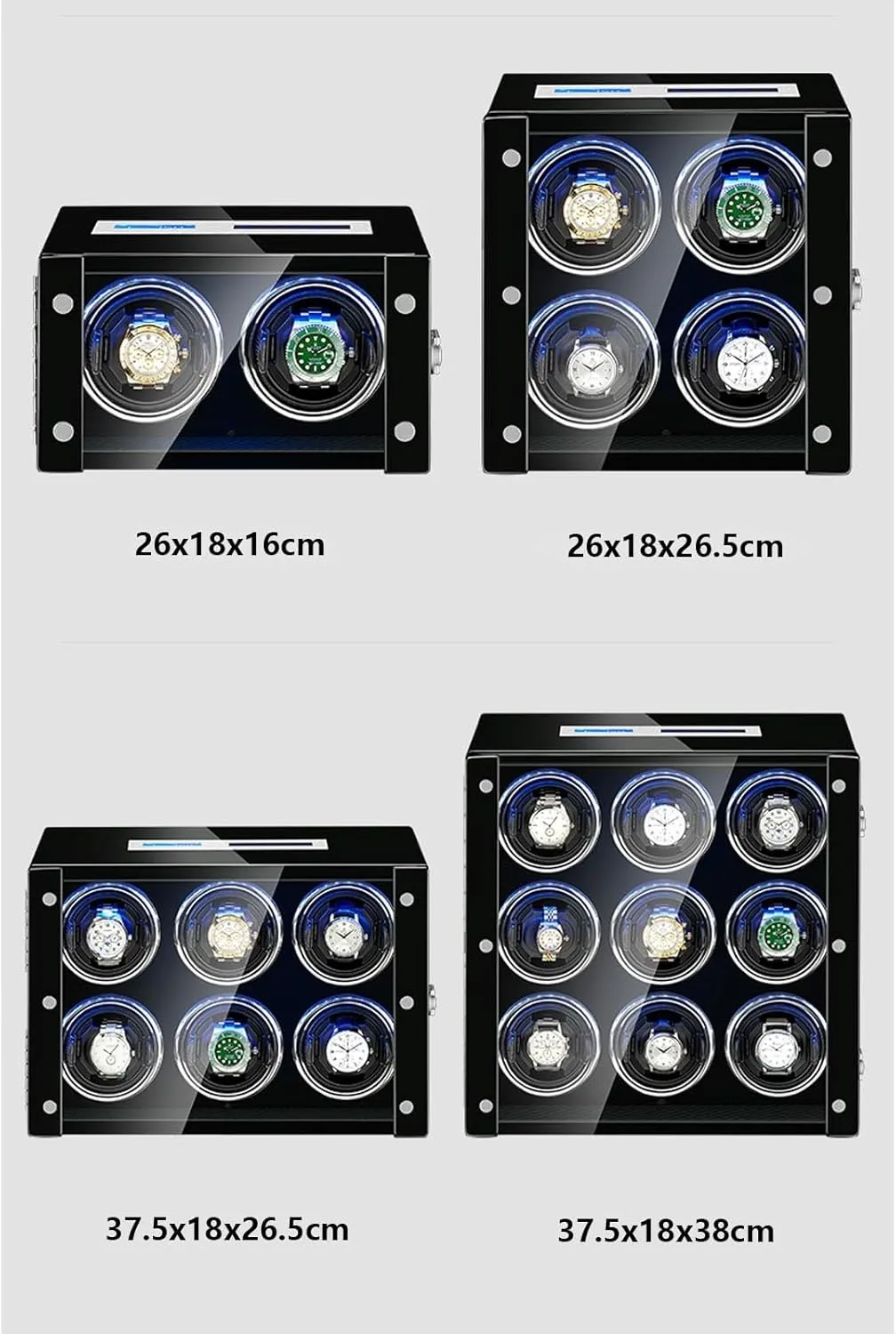 sunbaked triangle eager guess lumiere decease Illumination Tpd Rotation Mode Setting Quiet Motor,A-9 0 Luxury Watch Winder for 2/4/6/9 Watches Watches Display Box with Remote Control LCD Touch Screen Led 