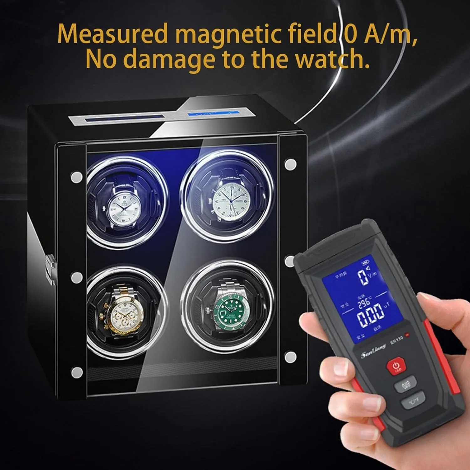sunbaked triangle eager guess lumiere decease Illumination Tpd Rotation Mode Setting Quiet Motor,A-9 0 Luxury Watch Winder for 2/4/6/9 Watches Watches Display Box with Remote Control LCD Touch Screen Led 