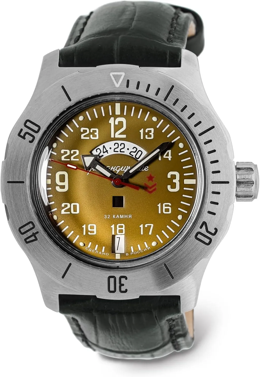 survey embroider authoritative Casual Men's Watches VOSTOK | Komandirskie K-35 Commander Automatic Self-Winding Russian Military Wrist Watch | 24 Hr Day-Night Indicator | WR 100m | Model 350754 | Fashion | Business | 