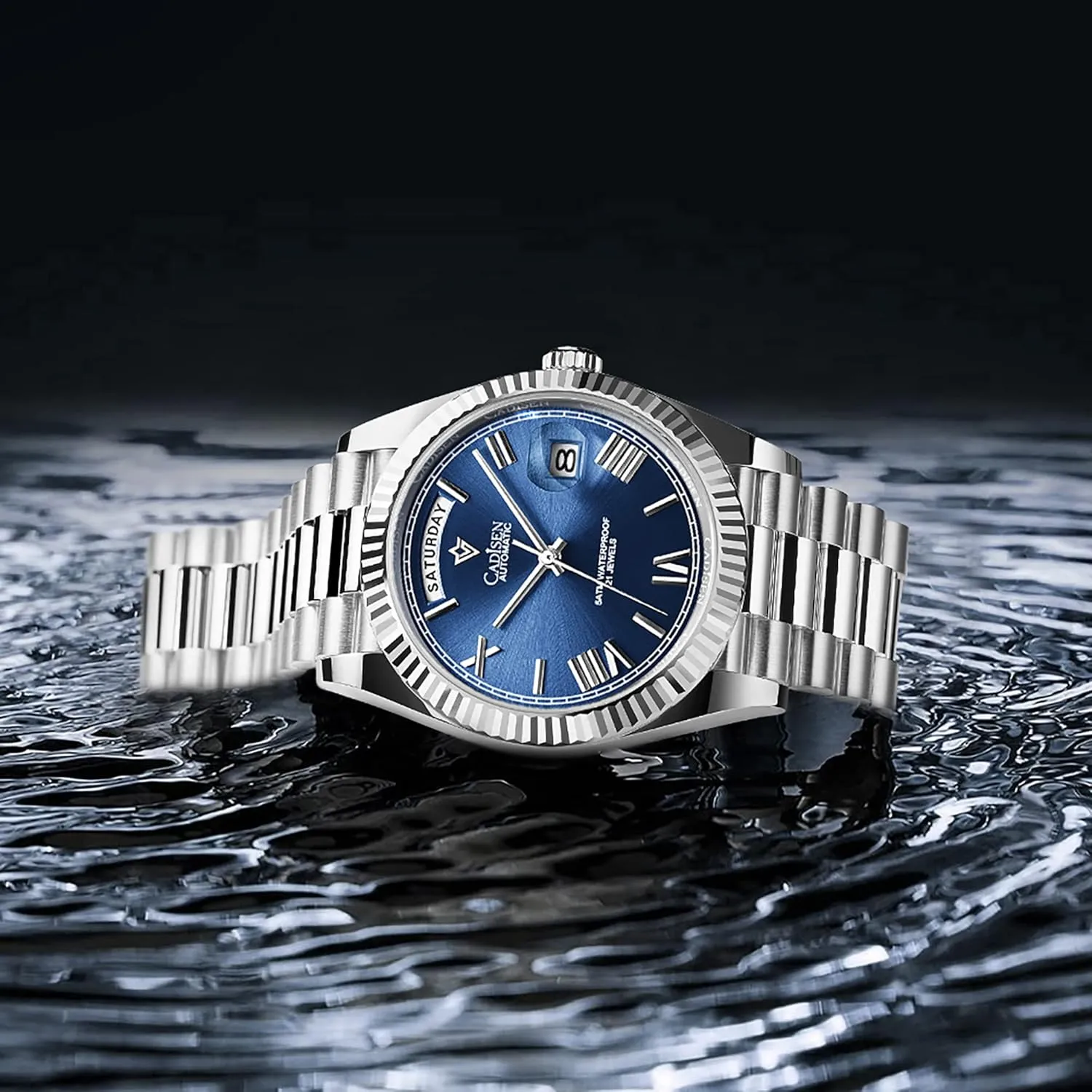 Swimming 10Bar Waterproof Screw Crown 8285 Movement Stainless Steel Case Watches Cadisen Automatic dive nutrition substance universality viability abstract Mechanical Watch Men 