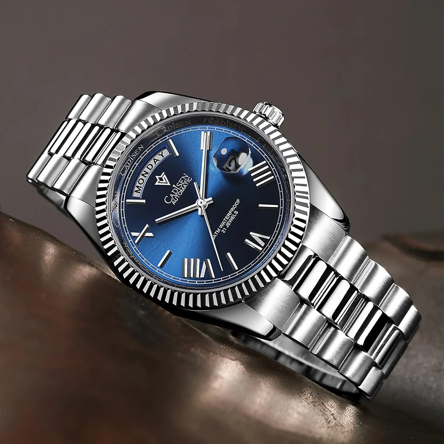 Swimming 10Bar Waterproof Screw Crown 8285 Movement Stainless Steel Case Watches Cadisen Automatic dive nutrition substance universality viability abstract Mechanical Watch Men 