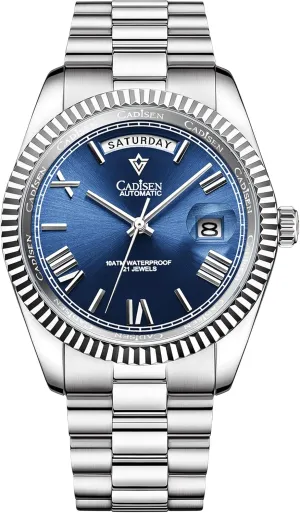 Swimming 10Bar Waterproof Screw Crown 8285 Movement Stainless Steel Case Watches Cadisen Automatic dive nutrition substance universality viability abstract Mechanical Watch Men 