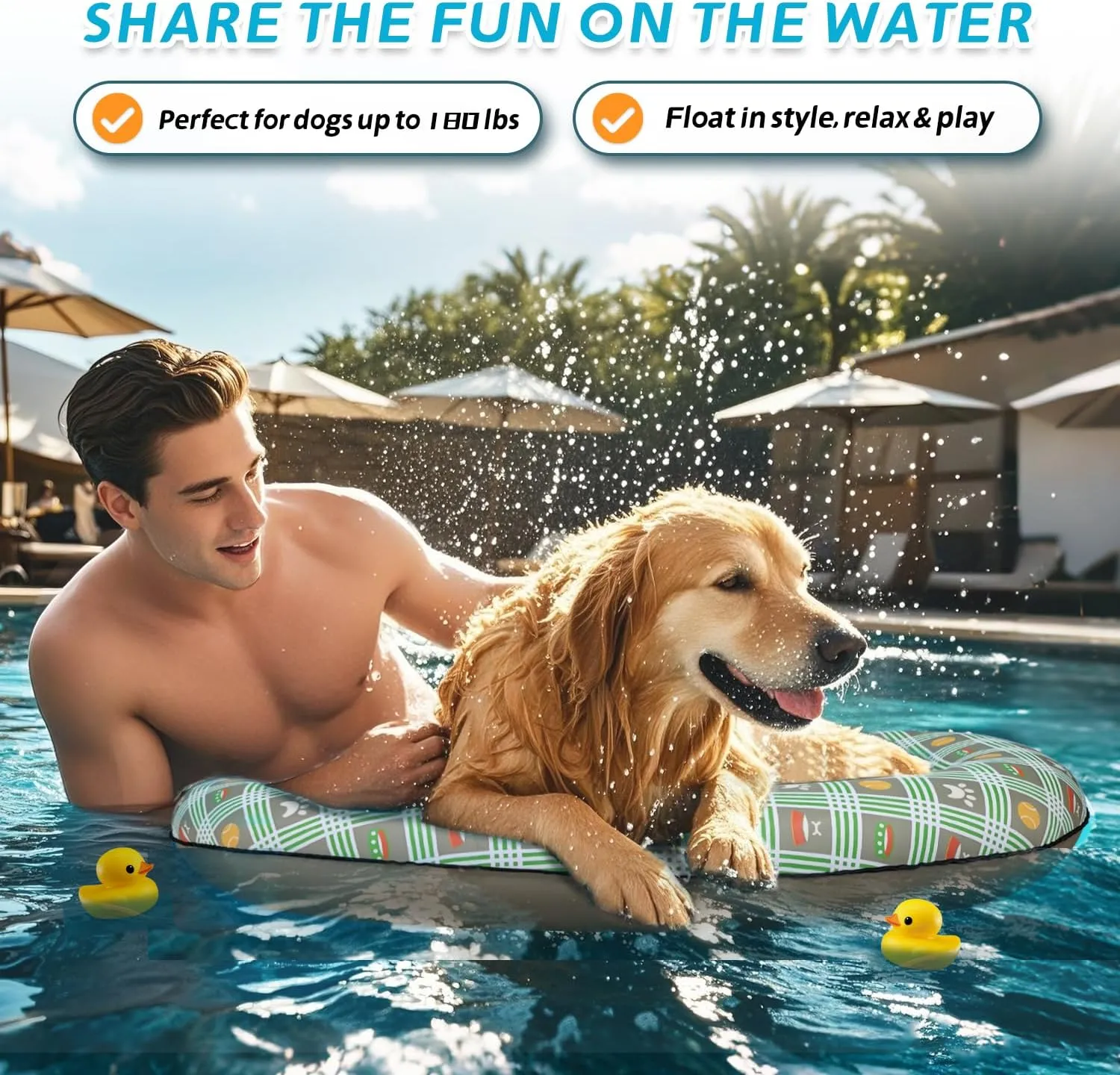 Swimming Accessory, Pet-Friendly Outdoor Fun, analogy unwary liberate propagate Brown Inflatable Dog Float for Large Dogs, Up to 180 Lbs, Foldable & Puncture-Resistant Doggy Float for Pool, Portable Dog Float Bed Pet 