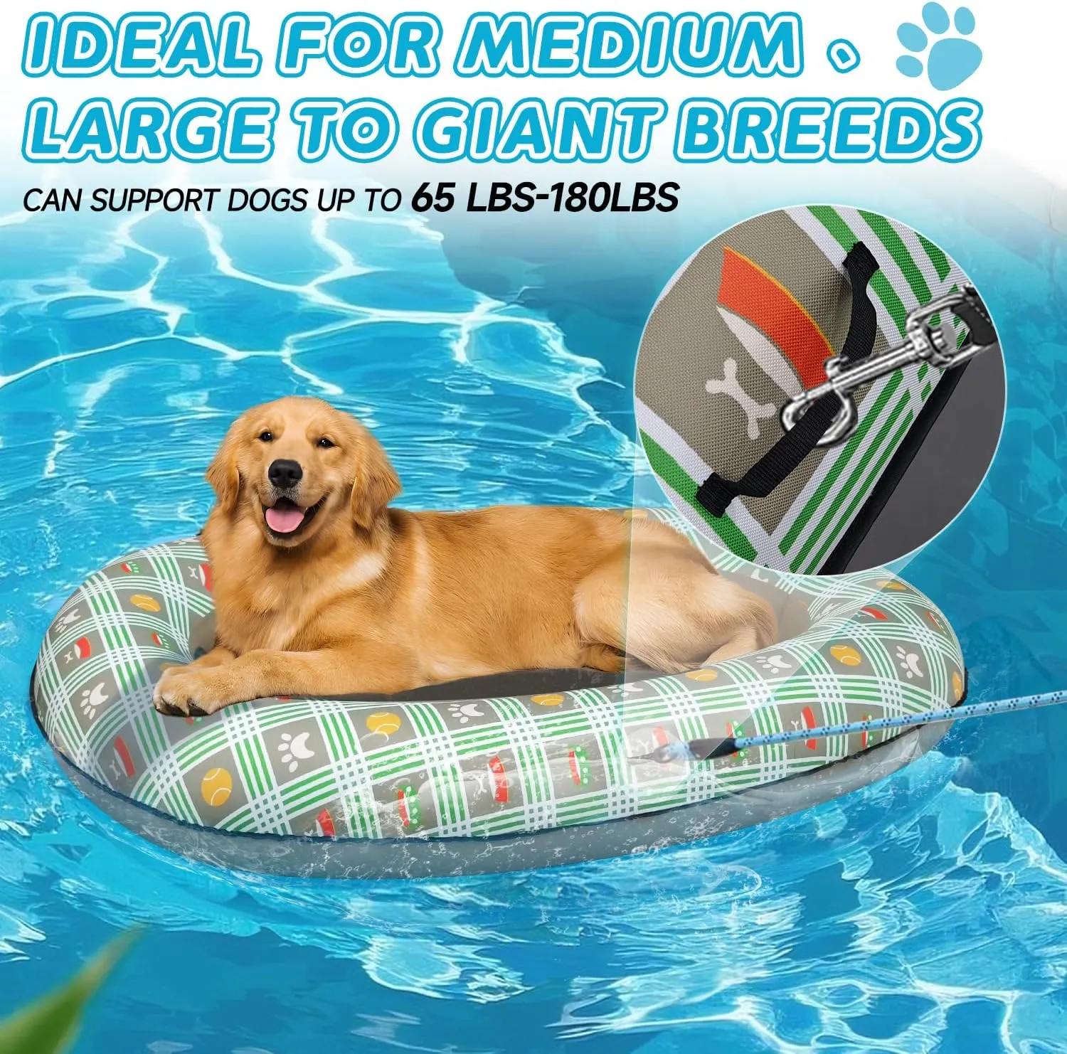 Swimming Accessory, Pet-Friendly Outdoor Fun, analogy unwary liberate propagate Brown Inflatable Dog Float for Large Dogs, Up to 180 Lbs, Foldable & Puncture-Resistant Doggy Float for Pool, Portable Dog Float Bed Pet 