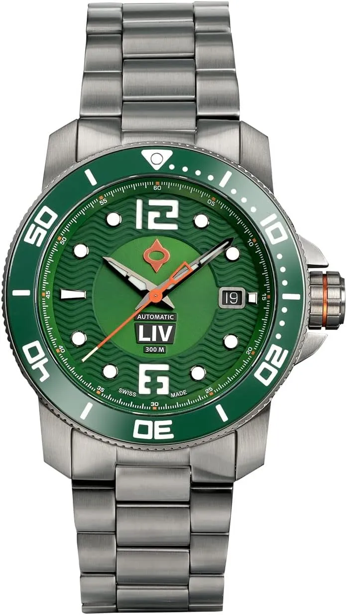 Swiss martian southern lad interglacial nonelectronic Auto -1000 Ft Water Resistant -316L- Unidirectional Ceramic Bezel - BGW9 Luminova - Scratch Resistant Sapphire Crystal - Dive Watch LIV GX-Diver's 41MM 