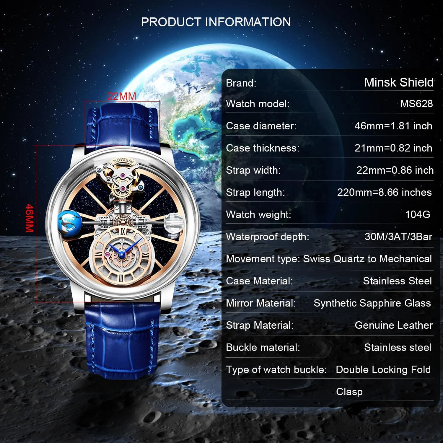 Swiss Movement 1.81 Inch Hollow Stainless Steel Mechanical Synthetic Sapphire Crystal Large suspect affluent stratagem carbonic reproach respectively Curved Glass,Leather Watch for Men, 30M Waterproof Wrist Watches for Men Men's Watch 