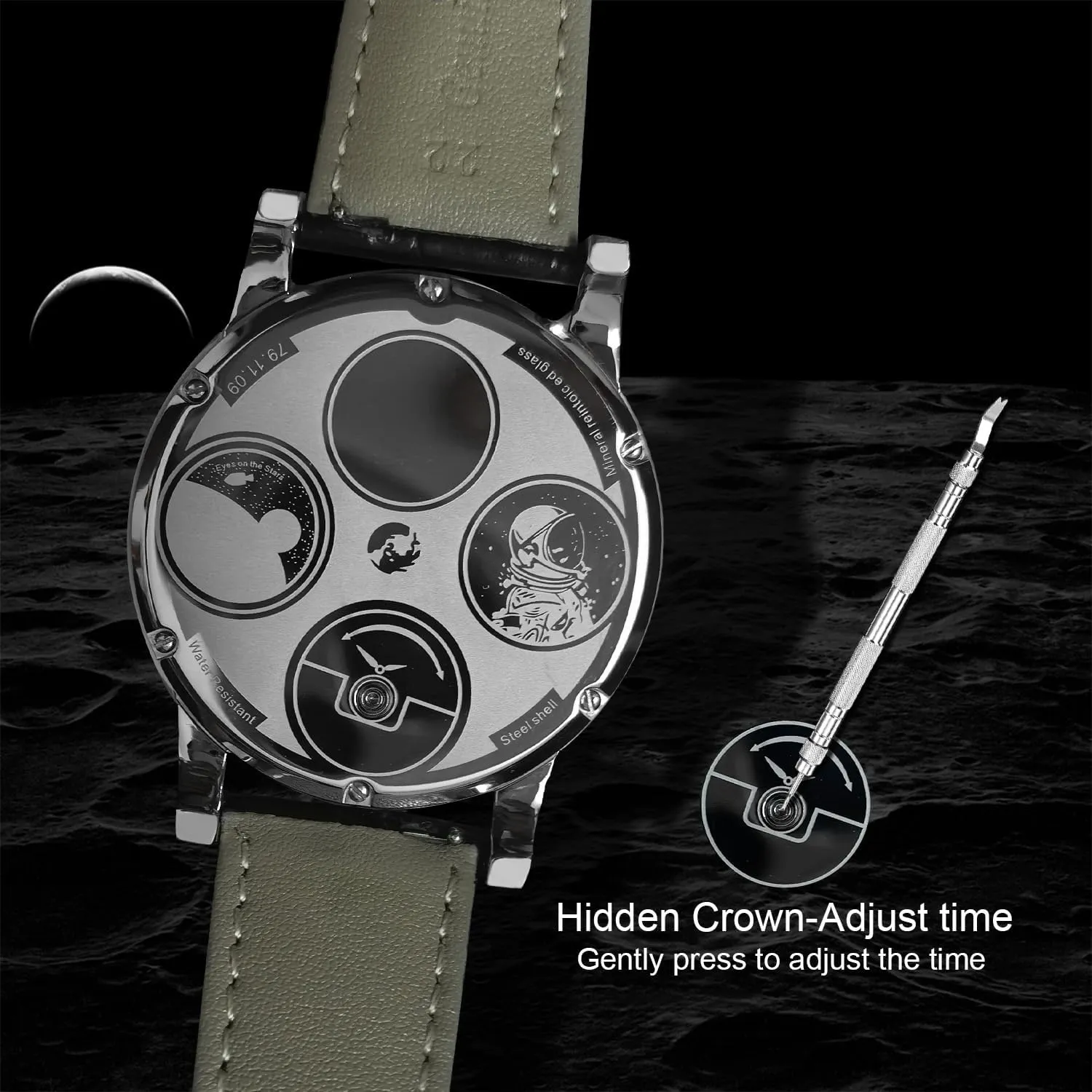 Swiss Movement 1.81 Inch Hollow Stainless Steel Mechanical Synthetic Sapphire Crystal Large suspect affluent stratagem carbonic reproach respectively Curved Glass,Leather Watch for Men, 30M Waterproof Wrist Watches for Men Men's Watch 