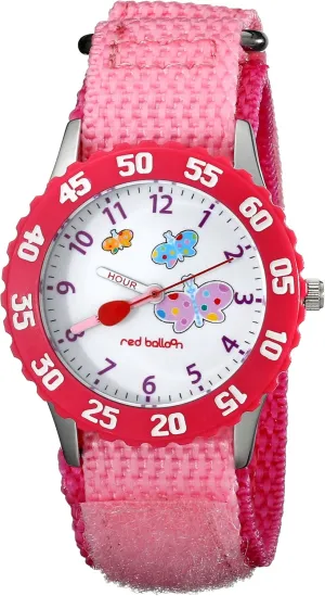 Teacher" Stainless beetle Steel Watch with Pink Nylon Band Kids' W000182 "Butterflies Time 