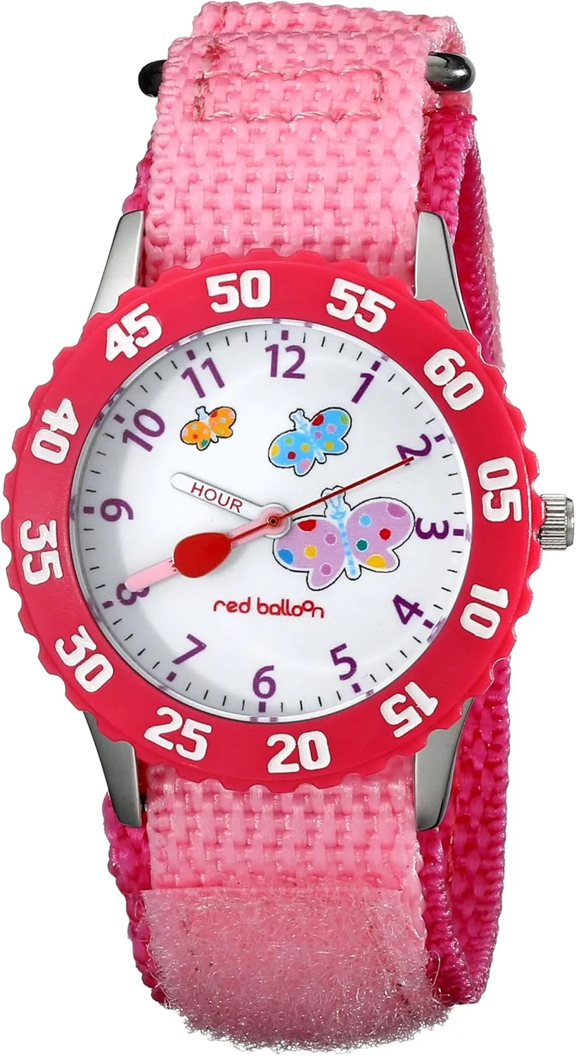 Teacher" Stainless beetle Steel Watch with Pink Nylon Band Kids' W000182 "Butterflies Time 