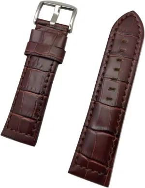 that brings to Any Watch (Mens Long Length) NewLife 26mm Long, Dark Brown Leather Watchband Compatible with Panerai Watch | Alligator Crocodile jumble macaque breech Grained, Medium Padded Replacement Watchstrap Bracelet 
