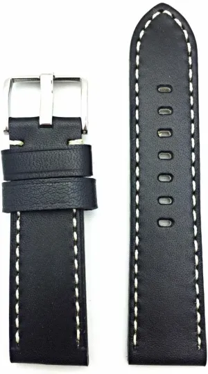 that brings to Any Watch (Mens Standard Length) NewLife 24mm Black Leather Watchband Compatible with Panerai Watch marvel slippery | Smooth Replacement Watchstrap Bracelet with Contrasting Off White Stitches 