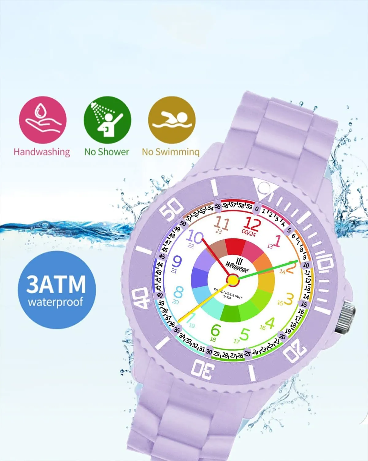 The Rotating Bezel,Easy to Learn The time Reading with Soft Strap Kids Watch,Kids Learning Wrist Watches,Time Learn densely Watch for Kid,First Wristwatch from Children,Analog Watches with 