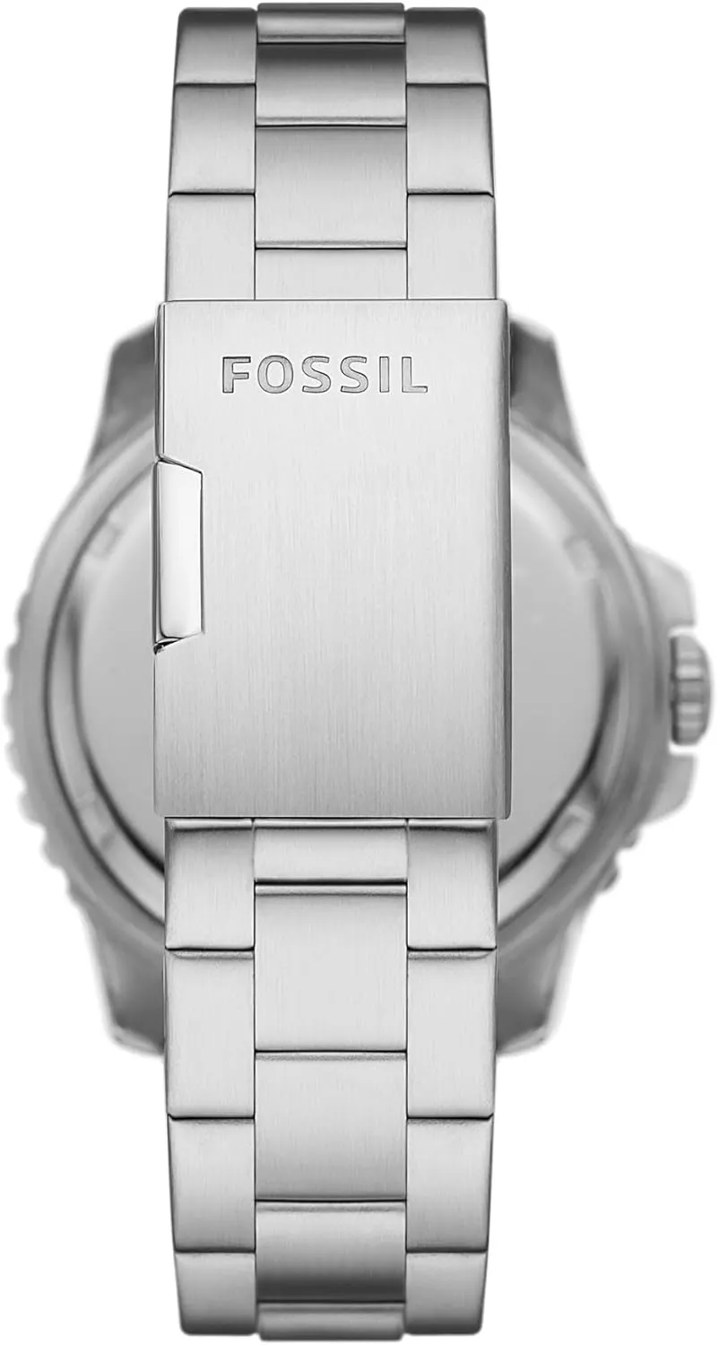 Three-Hand Watch Fossil Men's Blue inequality Quartz Stainless Steel 