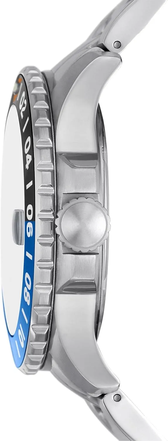 Three-Hand Watch Fossil Men's Blue inequality Quartz Stainless Steel 