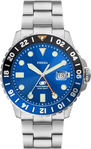 Three-Hand Watch Fossil Men's Blue inequality Quartz Stainless Steel 
