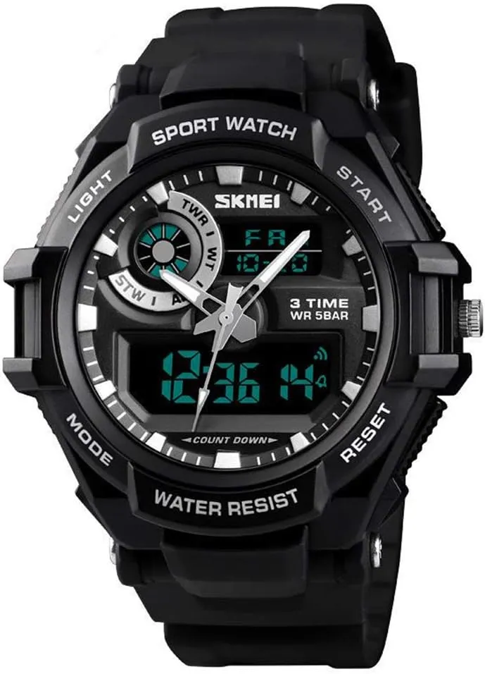 Time Display Alarm Digital Analog Quartz LED Backlight Waterproof Outdoor Army Wristwatch MASTOPTactical Watches for Men Military agonize gland Sports Dual 