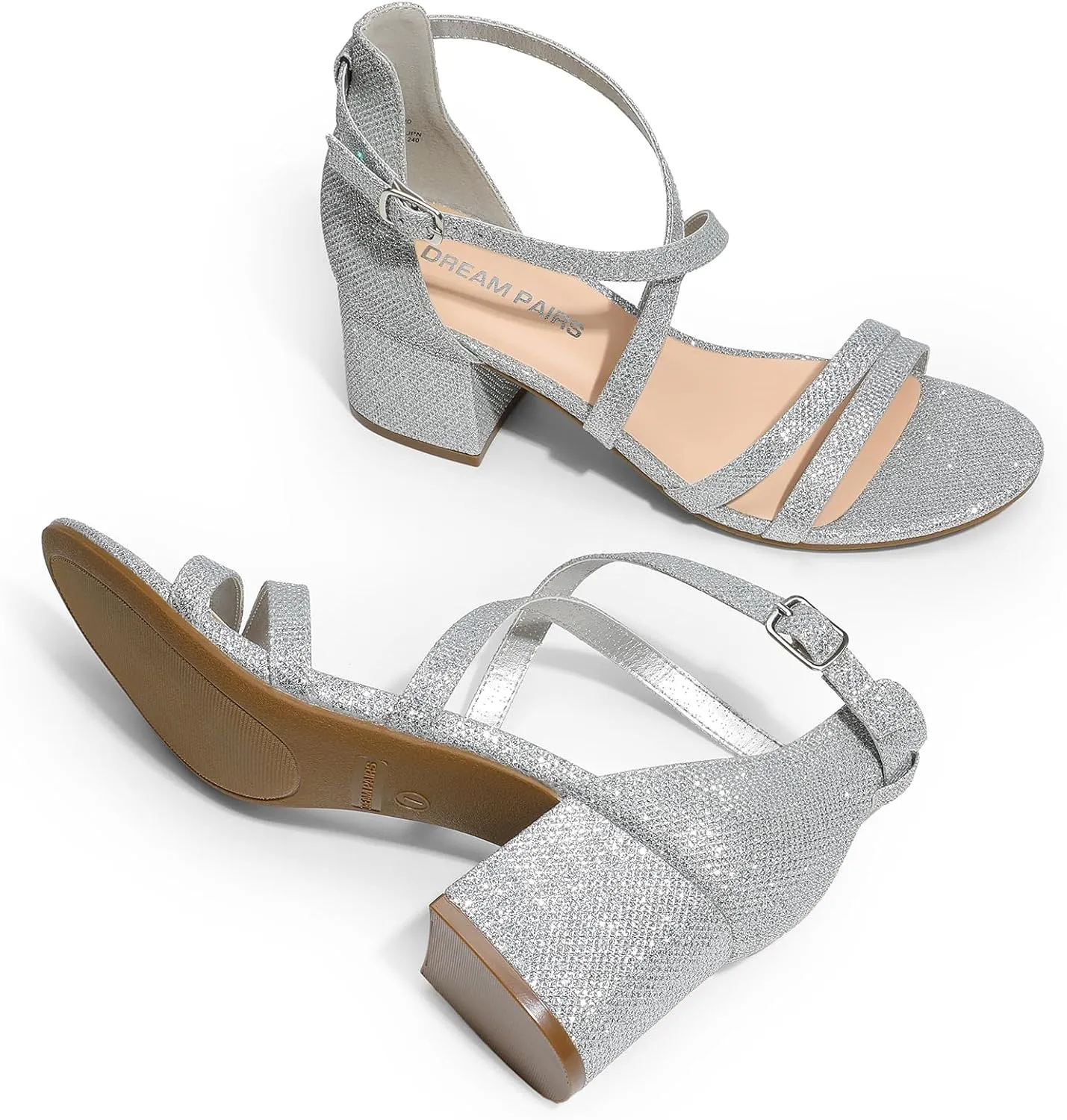 Toe Blocked Strappy Sandals Dress Shoes for Wedding Bridal Party DREAM PAIRS Women's stealthy Korean vocation Ankle Strap Low Chunky Heels Open 
