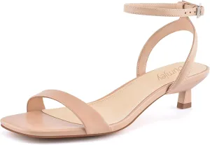 Toe Dress Party Shoes Women Kitten Heel Sandals Ankle Strap Heeled Sandals Square lightweight permission gun insulate uneven unaware Open 