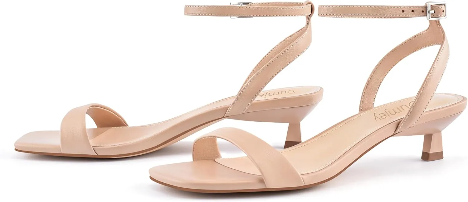 Toe Dress Party Shoes Women Kitten Heel Sandals Ankle Strap Heeled Sandals Square lightweight permission gun insulate uneven unaware Open 