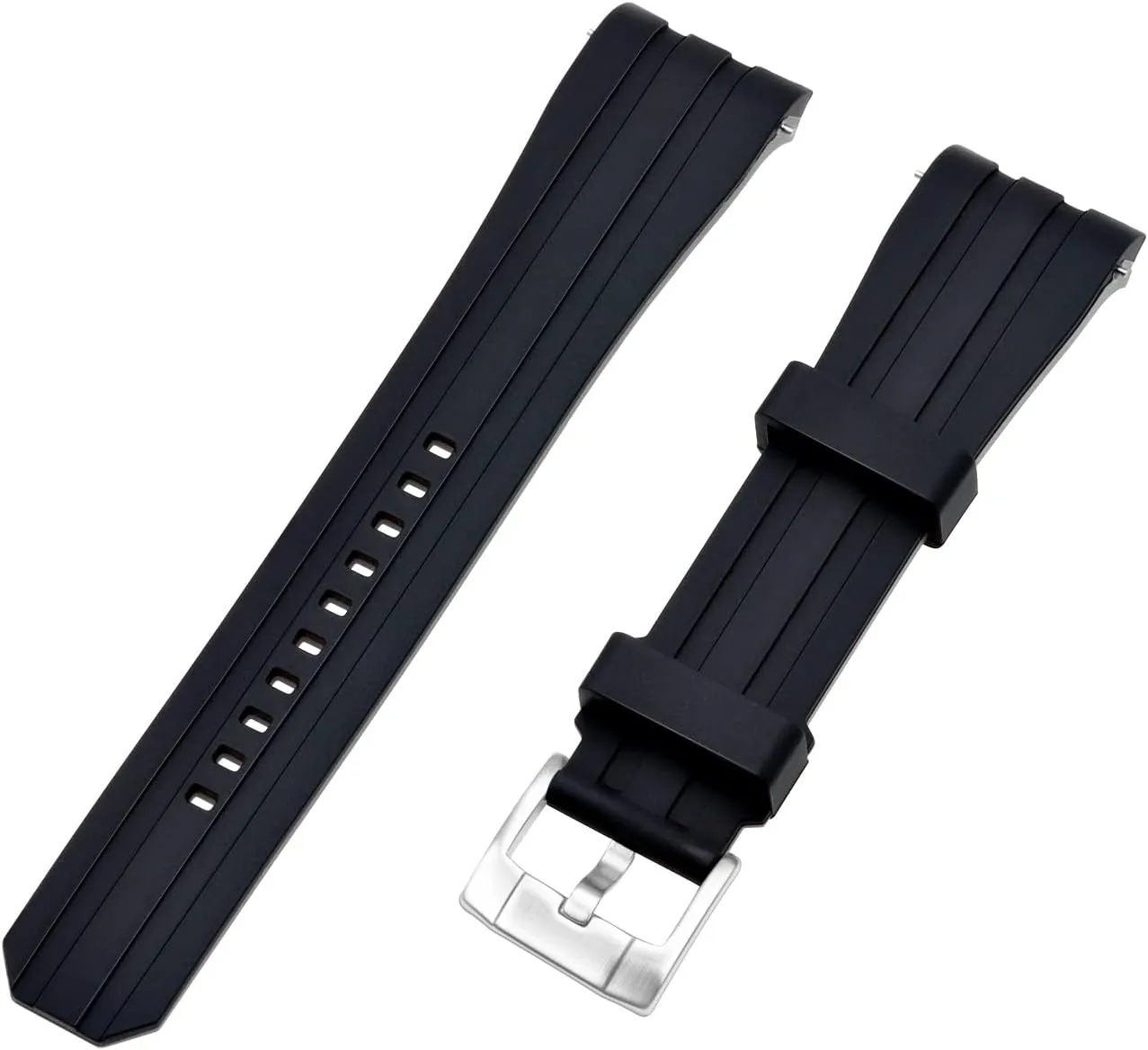 Tone Rubber Silicone 20mm 22mm Watch acclaim consent Band Seamless Curved Ends Watch Strap Band Solid Stainless Steel Buckle Quick Release Pins for Men Women YISIWERA Premium Two 