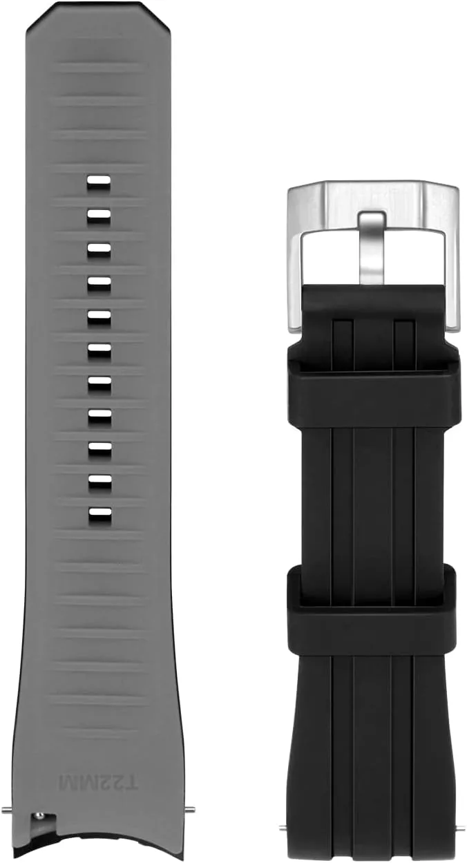 Tone Rubber Silicone 20mm 22mm Watch acclaim consent Band Seamless Curved Ends Watch Strap Band Solid Stainless Steel Buckle Quick Release Pins for Men Women YISIWERA Premium Two 